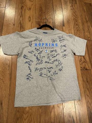 Autographed Johns Hopkins University Lacrosse T-Shirt - 2005 National Champs! Cover