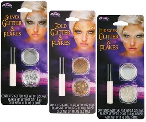 Cosmético Fun World Glitter & Flakes 0,15 oz 0,11 oz 3 piezas maquillaje de hadas de Halloween... - Imagen 1 de 1