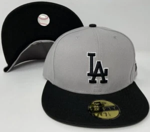 DODGERS NEW ERA FITTED 39THIRY GREY BLACK HAT Size Medium / Large - Picture 1 of 5