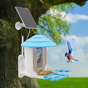 Waterproof Solar Bird Feeder Smart Ai Recognition W/ 4MP HD Camera Night Vision - Picture 1 of 21
