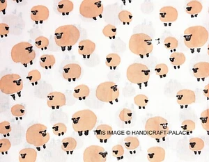 Indio Oveja 2.7m Mano Bloque Impreso 100% Algodón Jaipuri Tejido Manualidades - Imagen 1 de 3