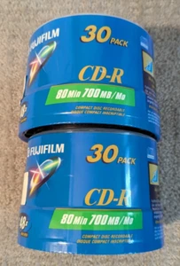 NEW Fujifilm 1x up to 48x Write Speed CD-R Recordable 30 Pack 80 Min. 700 MB/Mo - Picture 1 of 2