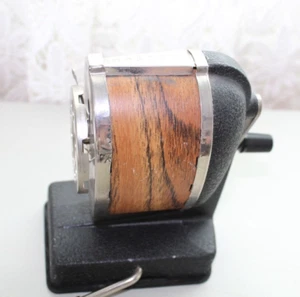 Afilador de lápiz de escritorio autoalimentable vintage de 8 agujeros cesta de grano de madera - Imagen 1 de 9