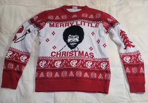 Bob Ross Red Ugly Christmas Sweater “Merry Little Christmas” Men’s Size Large - Picture 1 of 9