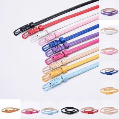 Women Skinny Waist Belt Strap Fashion PU Leather Thin Waistband Dress Accessory - Image 1 of 4