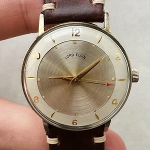 RARE Swiss Watch LORD ELGIN 654 FORD ENGRAVED Automatic 23 jewels Gold VTG 50’s - Picture 1 of 24
