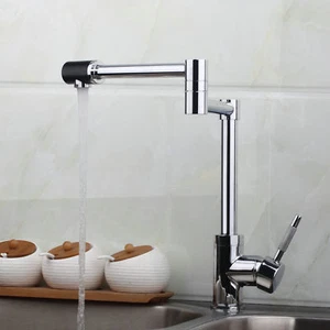 Chrome Kitchen Faucet Single Handle Deck Mount Brass Mixer Swivel Basin Sink Tap - Picture 1 of 7