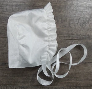 Baby Girl Clothes Shinny White Ruffle Bonnet 6 Month Baby Hat - Picture 1 of 2