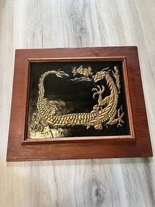 Vintage Copper Wall Art Chinese Dragon Black Copper Vintage Artwork - Picture 1 of 5