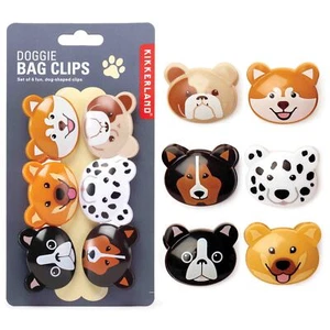 Dog Bag Clips - Kikkerland Doggie Bag Food Clips - Set of 6 - Picture 1 of 5