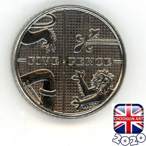 Eine britische 2020 Elizabeth II Five Pence 5p Münze, 5 Jahre alt! - Bild 1 von 2