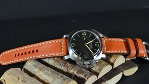 UHRENARMBAND 26 24 22 MM ORANGE ECHT LEDER WEICH POLPA BAND FÜR PANERAI MA STRAP - Bild 1 von 12