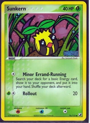 2005 POKEMON SUNKERN 76/115 EX UNSEEN FORCES -REVERSE HOLO- STAMPED - NM/M - Image 1 of 2