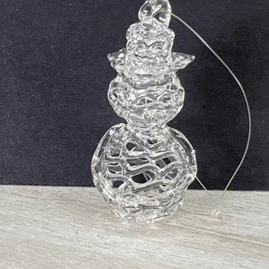 Hand Spun Glass Christmas Tree Ornament Snowman 2.25” In Tall - Picture 1 of 5