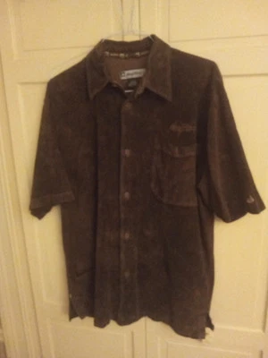 Johnny Blaze 90's 100% Suede Brown Button Down  Large - Image 1 of 4