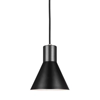 Generation Lighting Towner 1-Light Black Shade com pingente de detalhes de níquel escovado - Imagem 1 de 4