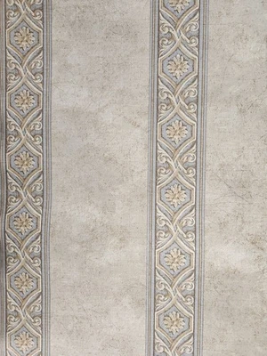 Beige and Blue Ornamental Stripe Wallpaper - Hemisphere - Wallquest - DL80902 - Image 1 of 2