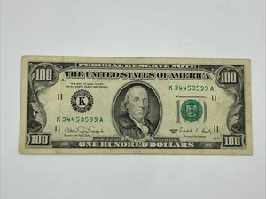 Series 1990 US One Hundred Dollar Bill $100 Dallas K 34453599 A (small face) - Picture 1 of 2