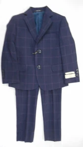 T.O. para niños Chaqueta y pantalones azul marino profundo traje 2 piezas ajustado tallas 4-20 - Imagen 1 de 9
