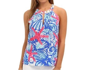 Lilly Pulitzer Top Silk Halter Summer Colorful Casual Resort Wear Women Size XS - Picture 1 of 6