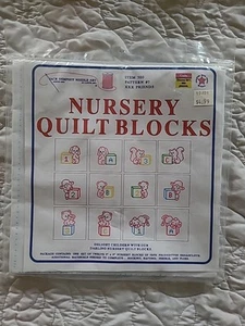 Jack Dempsey Nursery Blocks Printed Cross Stitch Quilt Blocks 9x9 12 Blocks Baby - Picture 1 of 2