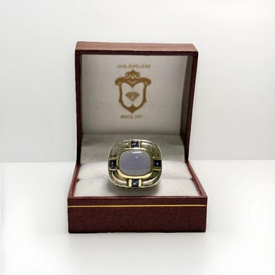 Anel David Yurman calcedônia e iolita, prata esterlina/14K, tamanho 5 - Imagem 1 de 4