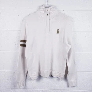 Ralph Lauren Golf 1/4 Zip Mock Neck Sweater Cream Big Pony Women's XL - Picture 1 of 7