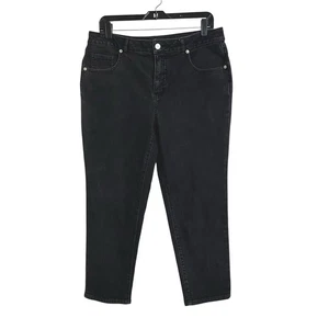 Isaac Mizrahi Live Crop Ankle Denim Jeans Womens 12p Black Stretch High Rise - Picture 1 of 8