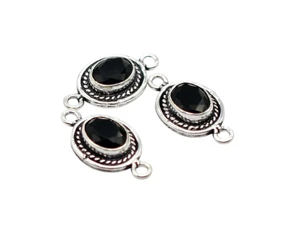 2 шт. 22X12 мм черный оникс 2 петли безаль соединитель антикварный посеребренный - Изображение 1 из 3