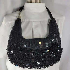 Designer Schultertasche Handtasche schwarz Pailletten Akzent - Bild 1 von 6