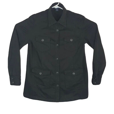 Gap Utility Shirt Women’s Size M Button Up Stretch Light Jacket Black Vintage - Image 1 of 4