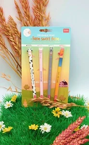 Juego de bolígrafos de gel borrables Farm Sweet Farm Legami punta de 0,7 mm lindos artículos de papelería para animales - Imagen 1 de 10