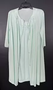 Conjunto de camisón y bata Lorraine Peignoir de colección M verde menta bordado de nailon sedoso - Imagen 1 de 15