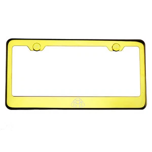 Gold Chrome License Plate Frame 304 Stainless Steel Laser Engraved Maybach Logo - Picture 1 of 11