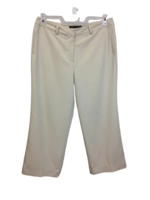 Larry Levine Womens High Rise Wide Leg Cropped Office Dress Pants Beige Size 12 - Image 1 of 3