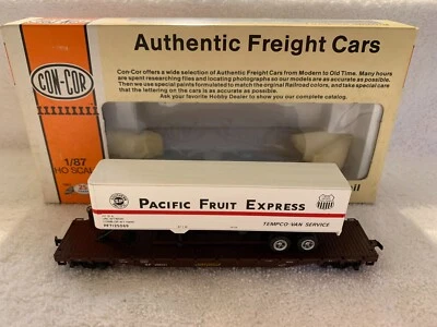 Con-Cor #0001-009154 HO Scale Pacific Fruit Express 54' Flatcar &Trailer #598221 - Image 1 of 4