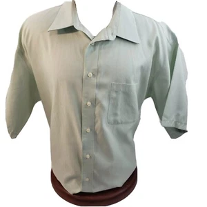 Joseph & Feiss Mens Shirt Large Button Green Fitted No Iron 18.5 Pocket front - Picture 1 of 8
