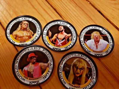 WWF METAL KATCH COINS 5 DIFERENTES GOLDUST, EDGE, X-PAC, etc. Foto 1 de 2