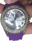 Purple Band Bracelet with Pawprints and Rhinestones - Bold Watch