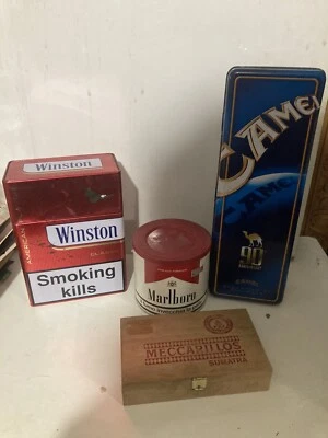 4 Scatole Sigari Sigarette Marlboro Winston Meccarillos Camel - Immagine 1 di 4