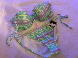 Victoria's Secret NEW Flirt Strapless Bandeau 32D,M String Bikini Bottom - Picture 1 of 6