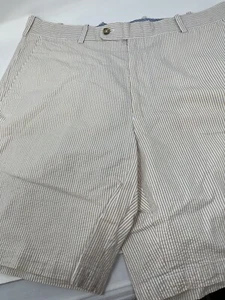 Peter Millar Seersucker Beige and White Shorts Size 36 - Picture 1 of 7
