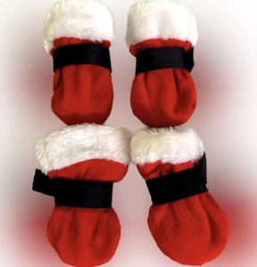 Pequeño Perro/Cachorro Papá Noel Botas Navidad Vacaciones Mascotas Patas Zapatos Protegen la Nieve - Imagen 1 de 2