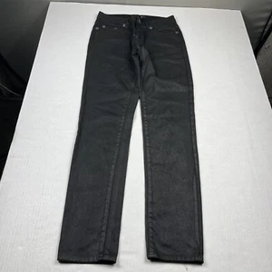 Just Cavalli Womens Coated Skinny Jeans Black Moto Zip Up Mid Rise Denim Size 27 - Picture 1 of 12