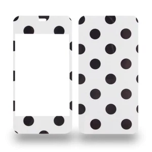 Duo d'autocollants blancs à pois noirs pour iPhone 4 - Photo 1 sur 1