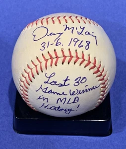 Denny McLain Signed Autograph Inscribed Baseball JSA Certified Last 30 Game Win - Picture 1 of 2