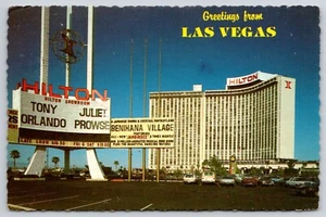 Saludos desde Las Vegas Hilton Hotel Tony Orlando Marquee 1984 NV Postal 4x6 - Imagen 1 de 2