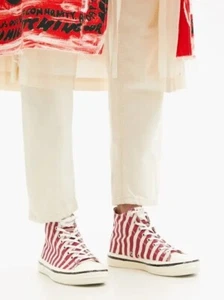 MARNI striped canvas hi top sneakers in red/white size EU41/USW10/USM8 - Picture 1 of 16