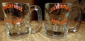 2-lot vintage silverfross rootbear heavy glass mugs in nice shape used - Imagen 1 de 6
