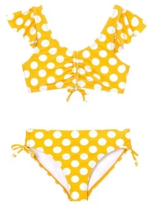 Angel Beach Yellow & White Polka Dot Bikini Size 12 Beach Cruise Pool Resort - Picture 1 of 13